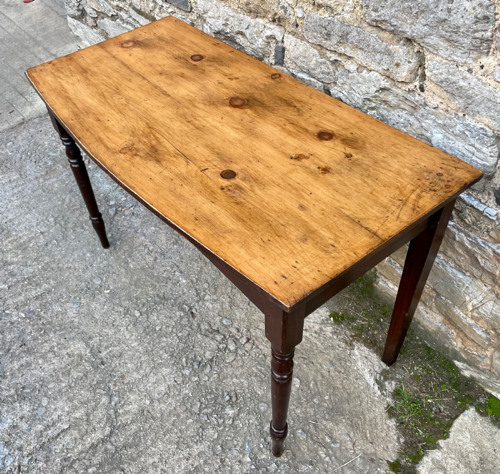 Antique Pine Bow Front Side Table View VI
