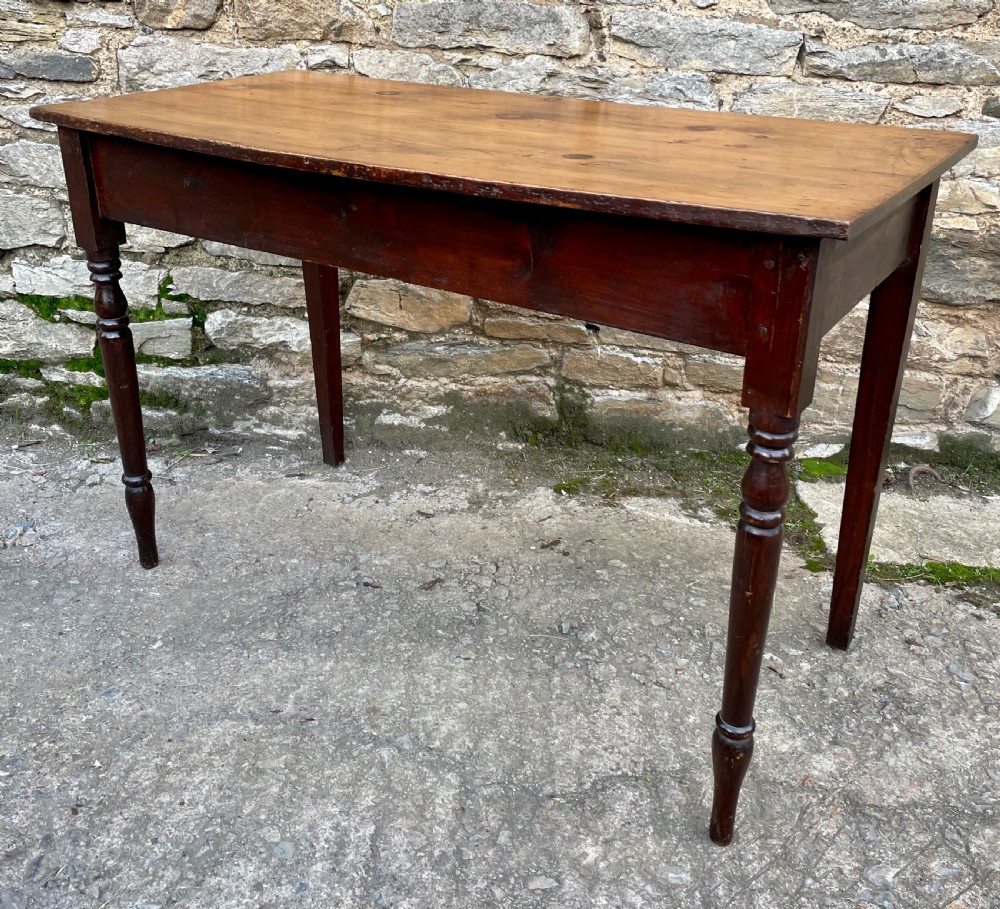 Antique Pine Bow Front Side Table View XI