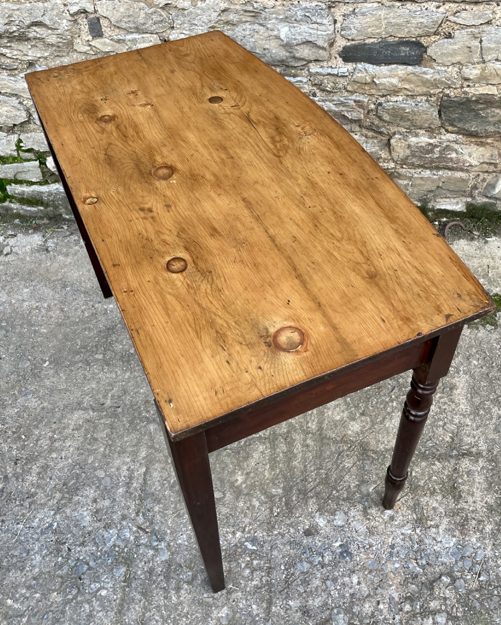 Antique Pine Bow Front Side Table View XIII