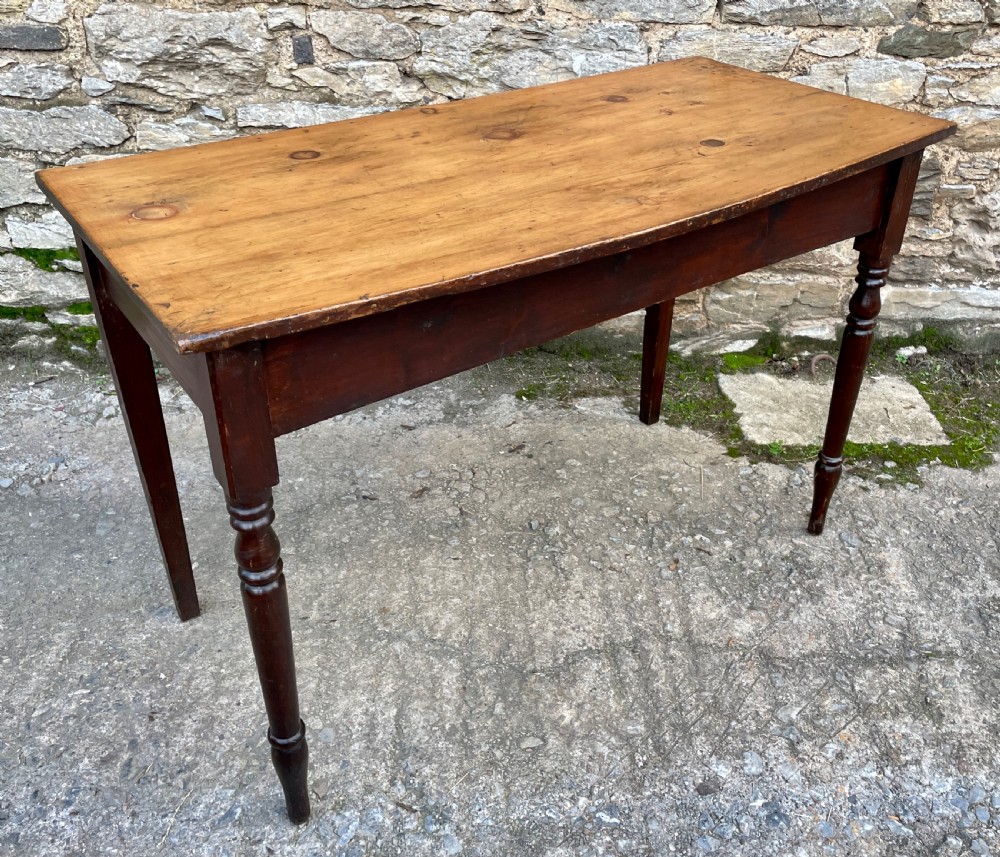 Antique Pine Bow Front Side Table View XV