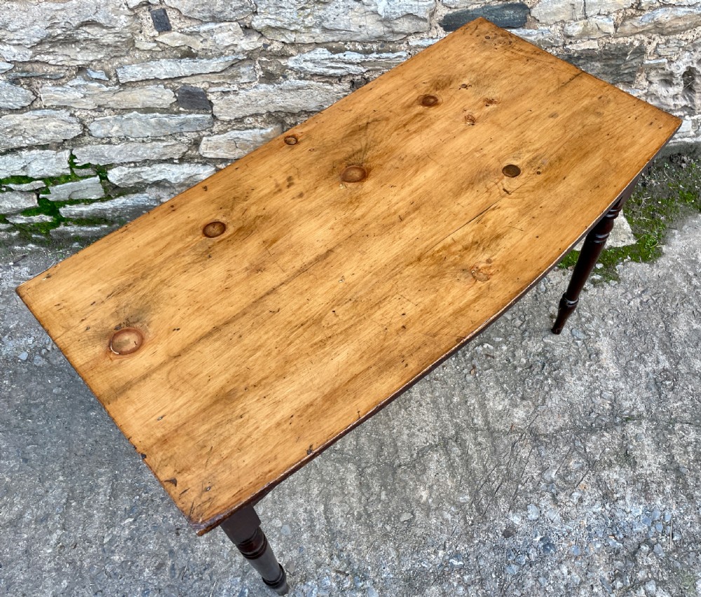 Antique Pine Bow Front Side Table View XVII
