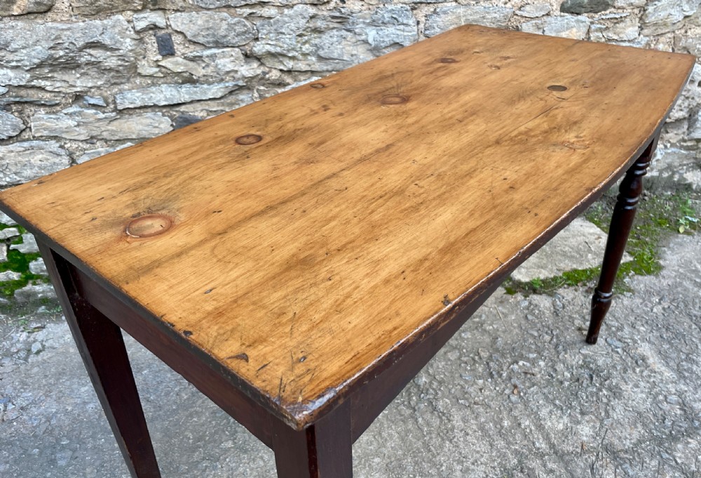 Antique Pine Bow Front Side Table View XVIII