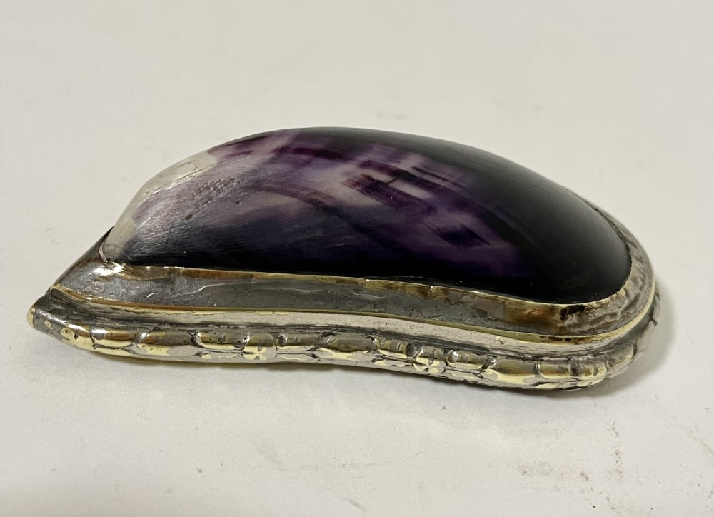 Antique Silver Plated Mussel Snuff Box View VIII