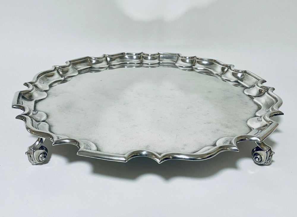 Large Antique Victorian Solid Silver Salver