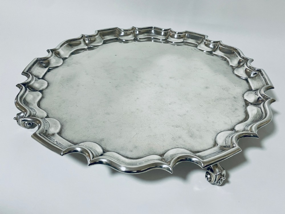 Large Antique Victorian Solid Silver Salver View II