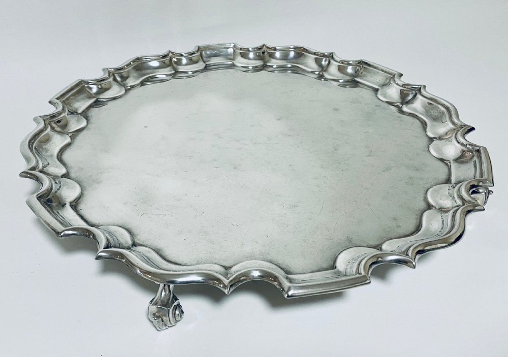 Large Antique Victorian Solid Silver Salver View IV