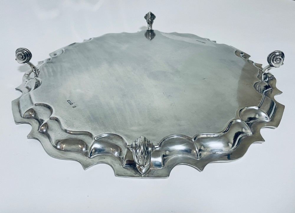 Large Antique Victorian Solid Silver Salver View XI