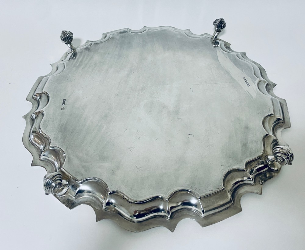 Large Antique Victorian Solid Silver Salver View XII