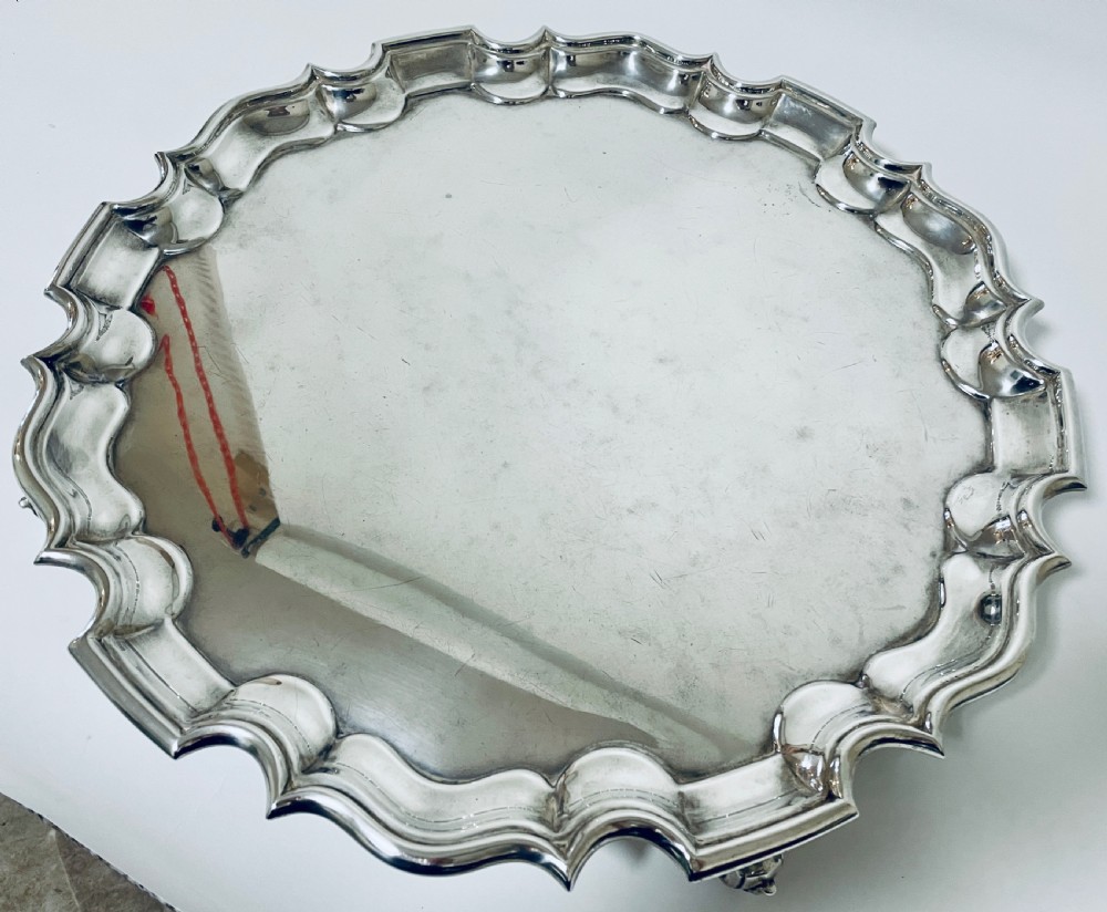 Large Antique Victorian Solid Silver Salver View XIII