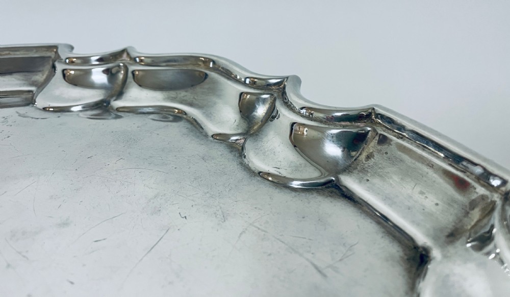 Large Antique Victorian Solid Silver Salver View XV