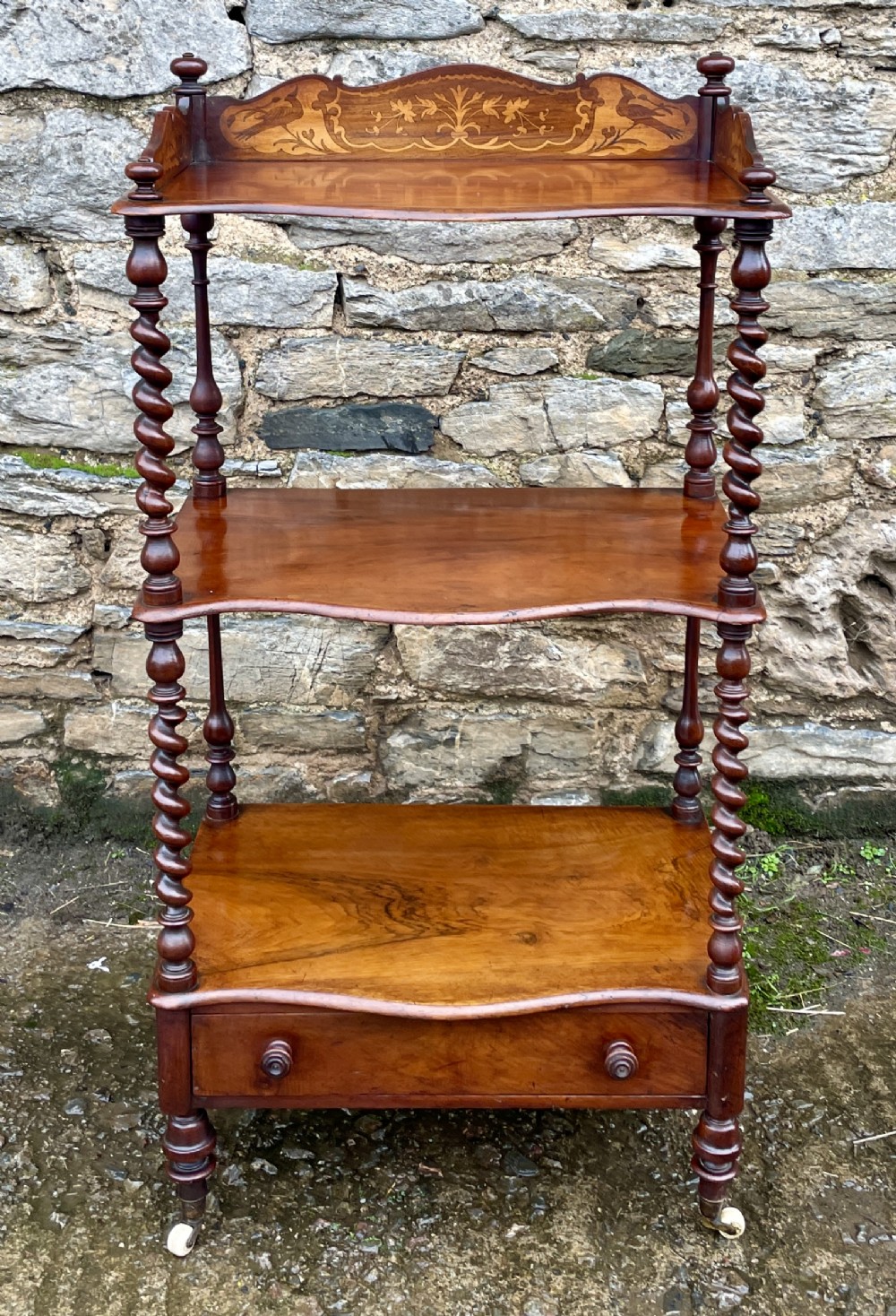 Victorian Walnut Inlaid Whatnot