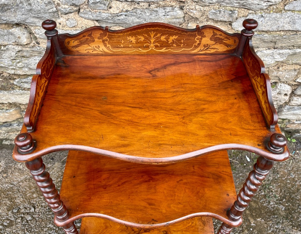 Victorian Walnut Inlaid Whatnot View II