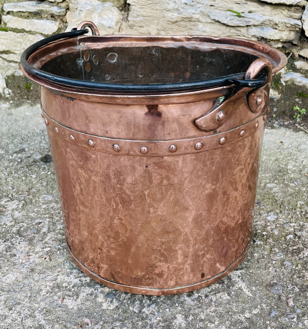 Antique Victorian Riveted Copper Bucket View IV
