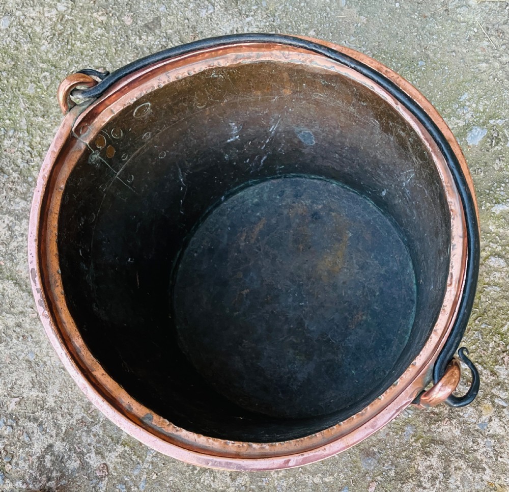 Antique Victorian Riveted Copper Bucket View VI