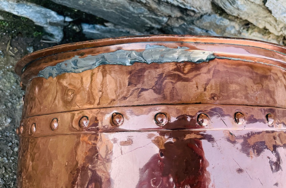 Antique Victorian Riveted Copper Bucket View X