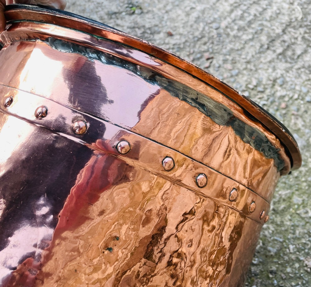 Antique Victorian Riveted Copper Bucket View XI