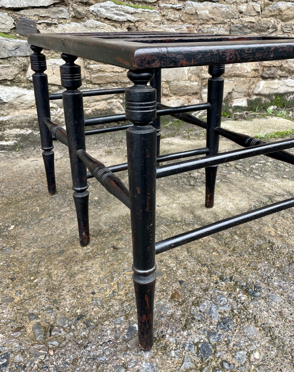 Antique Edwardian Ebonised Luggage Rack Stand View IV