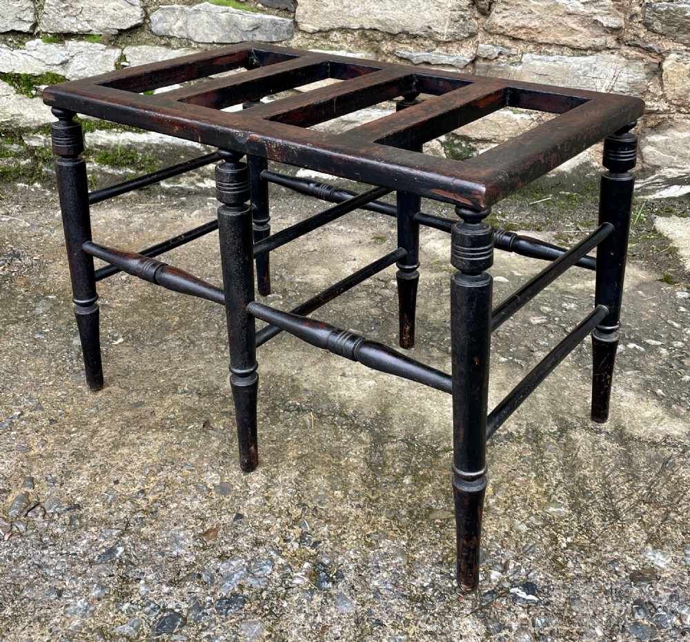 Antique Edwardian Ebonised Luggage Rack Stand View VI