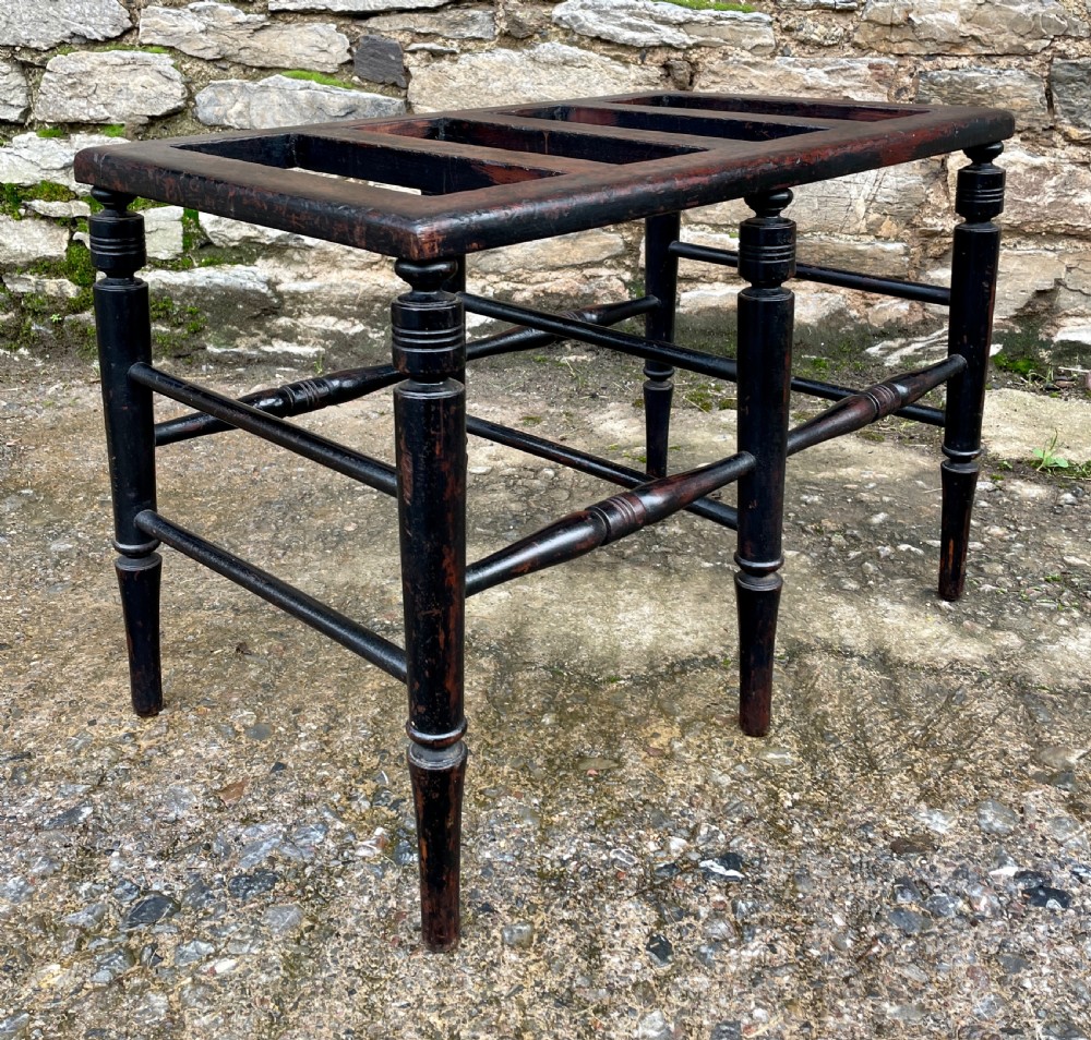 Antique Edwardian Ebonised Luggage Rack Stand View XI