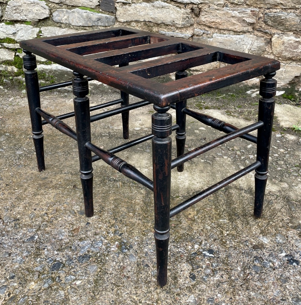 Antique Edwardian Ebonised Luggage Rack Stand View XII