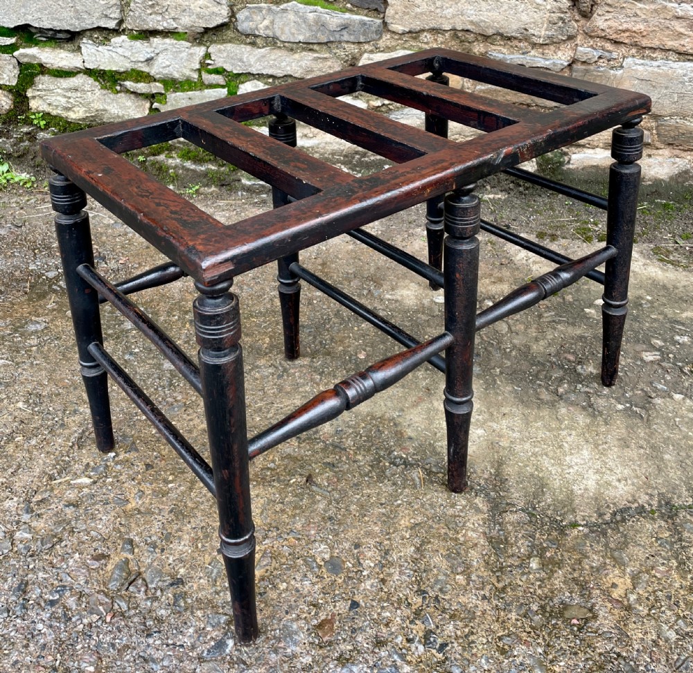 Antique Edwardian Ebonised Luggage Rack Stand View XVIII