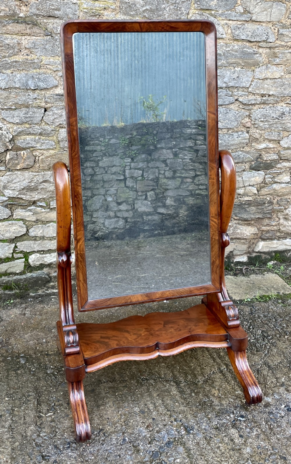 Antique Victorian Mahogany Cheval Mirror