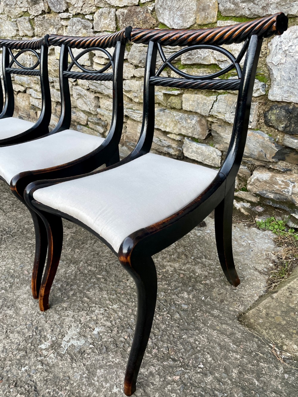 Set of 6 Regency Ebonised Rope Twist Trafalgar Chairs View XXII