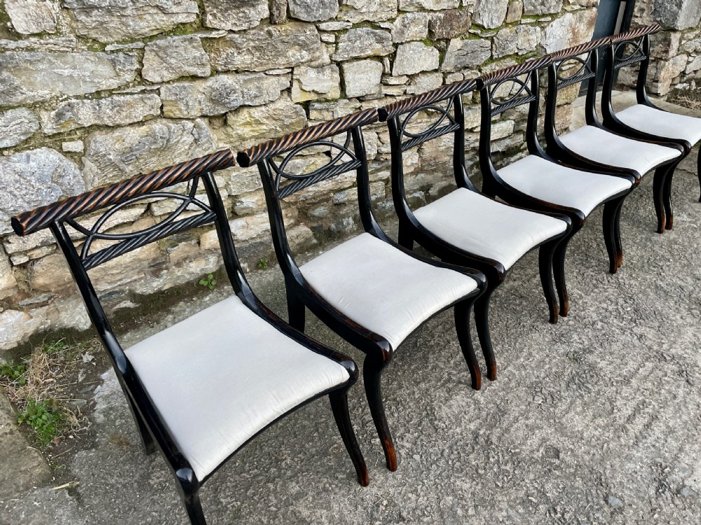 Set of 6 Regency Ebonised Rope Twist Trafalgar Chairs View XXIV