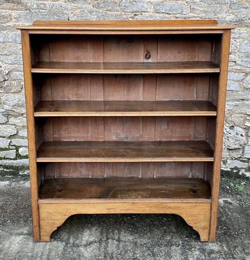 Large Antique Oak Open Bookcase