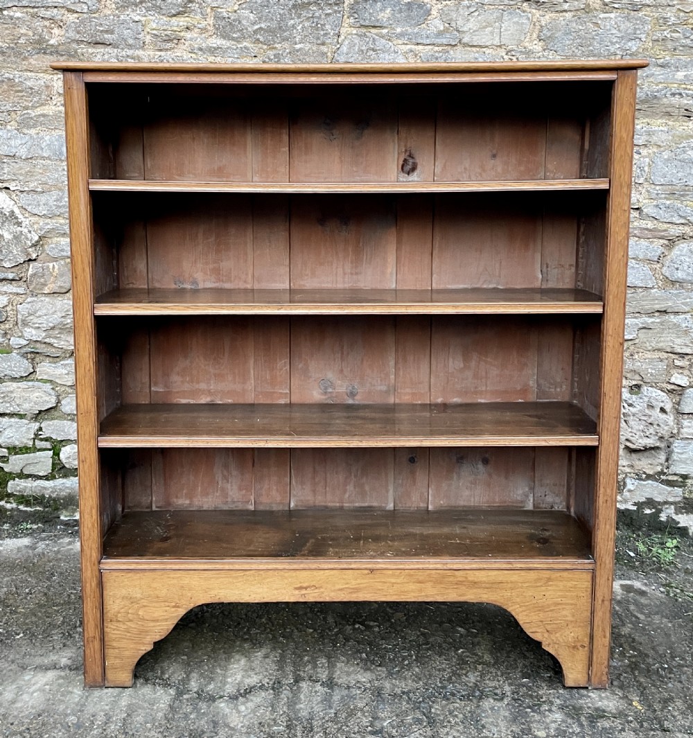 Large Antique Oak Open Bookcase View II