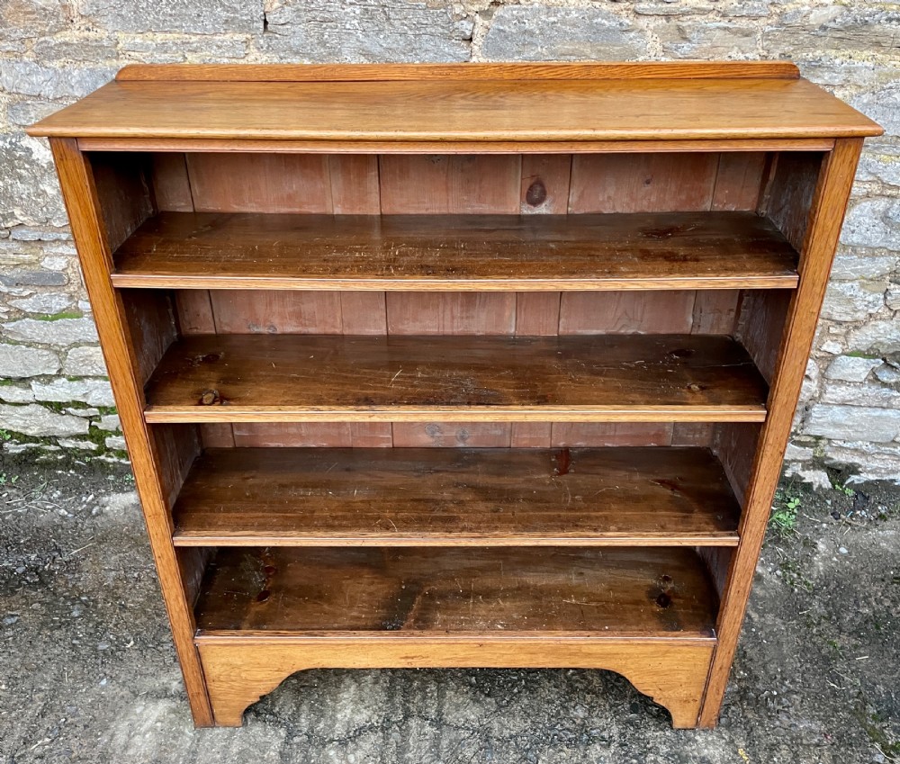 Large Antique Oak Open Bookcase View III