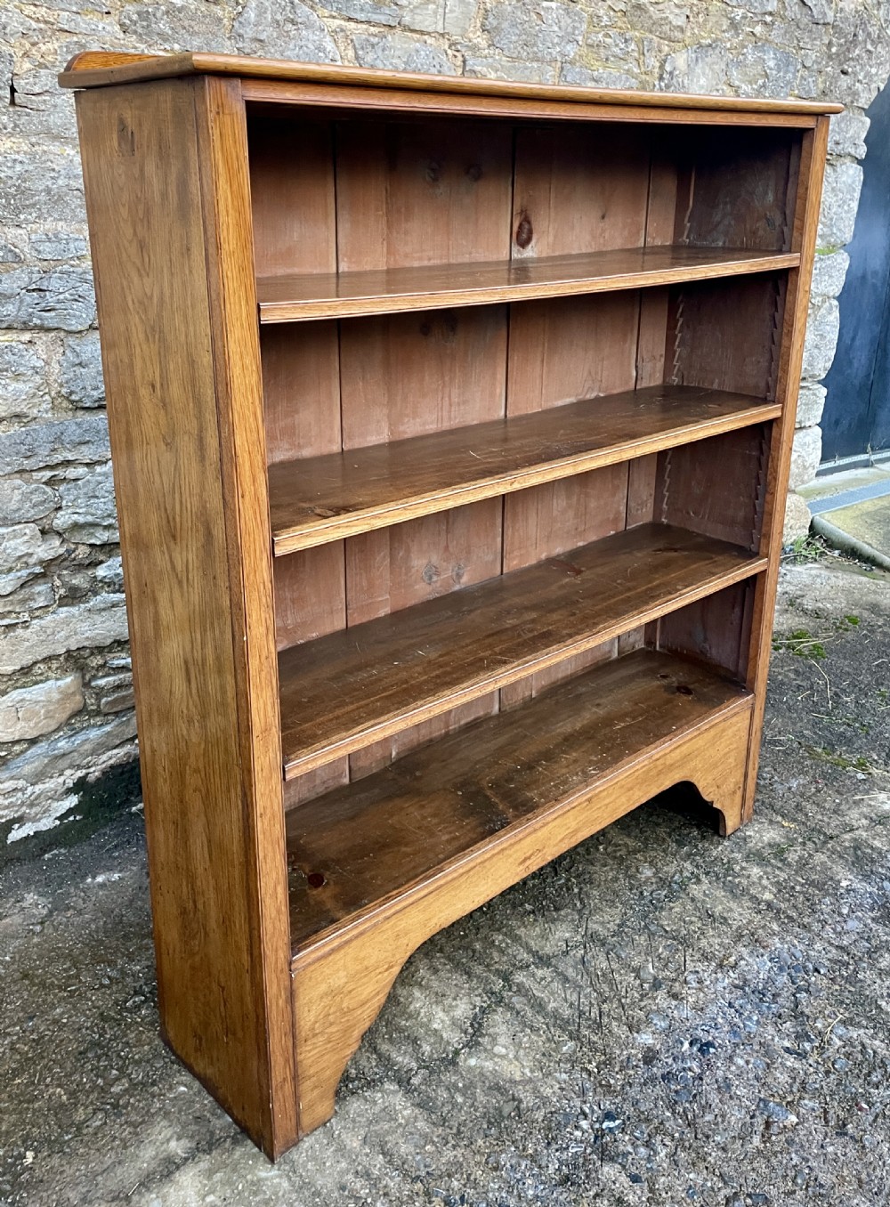 Large Antique Oak Open Bookcase View IX