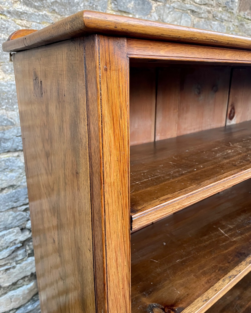 Large Antique Oak Open Bookcase View XV