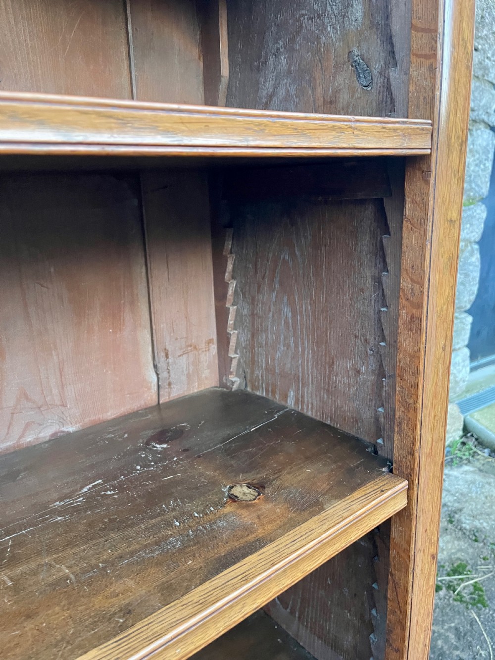 Large Antique Oak Open Bookcase View XVIII