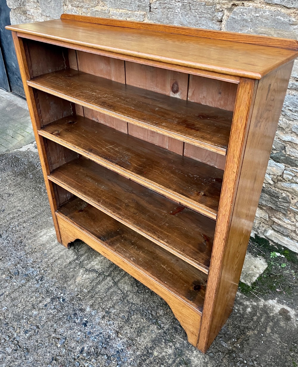 Large Antique Oak Open Bookcase View XIX