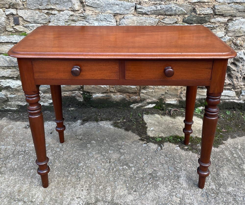 Antique Victorian Mahogany Two Drawer Side Table
