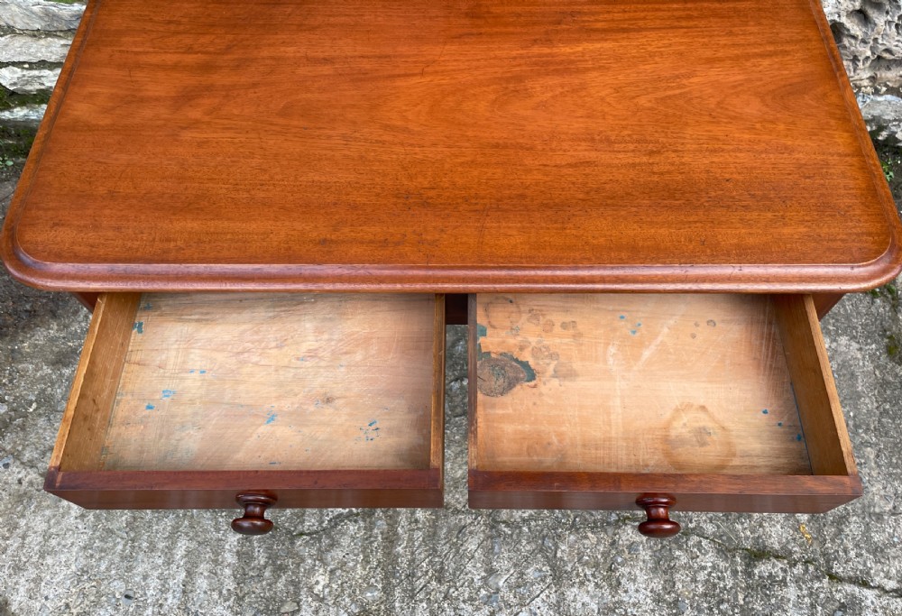 Antique Victorian Mahogany Two Drawer Side Table View VIII