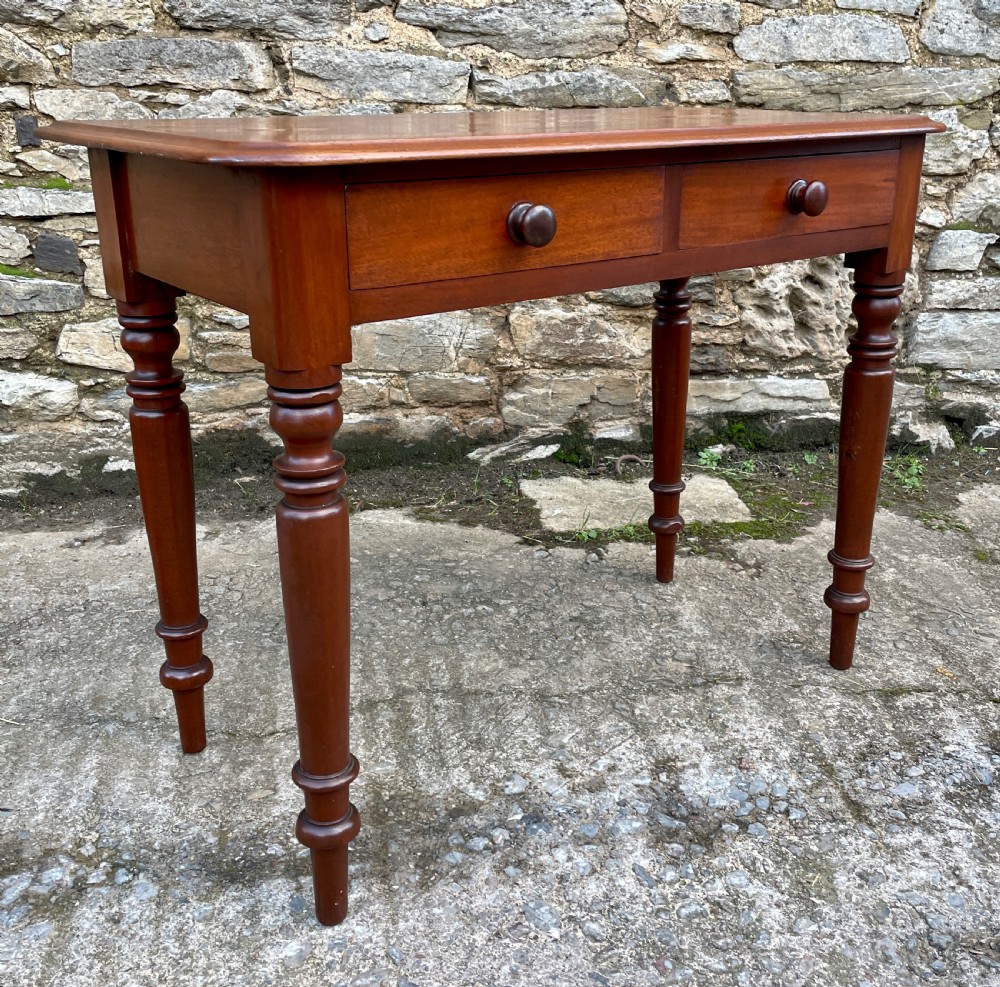 Antique Victorian Mahogany Two Drawer Side Table View XVI