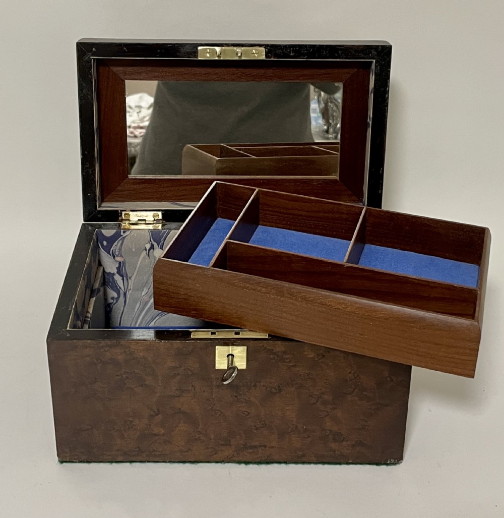 Antique Victorian Inlaid Fitted Jewellery Box