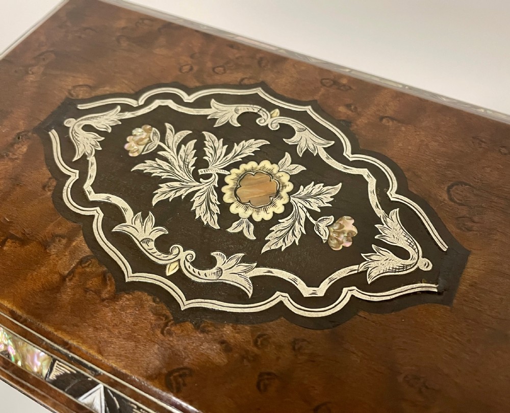 Antique Victorian Inlaid Fitted Jewellery Box View IV