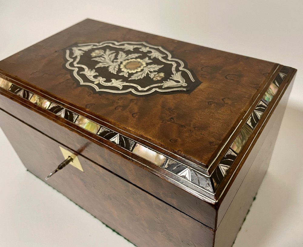 Antique Victorian Inlaid Fitted Jewellery Box View VII