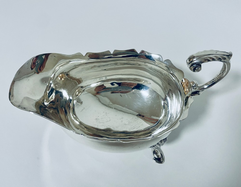 Antique Edwardian Solid Sterling Silver Sauce Boat View IX