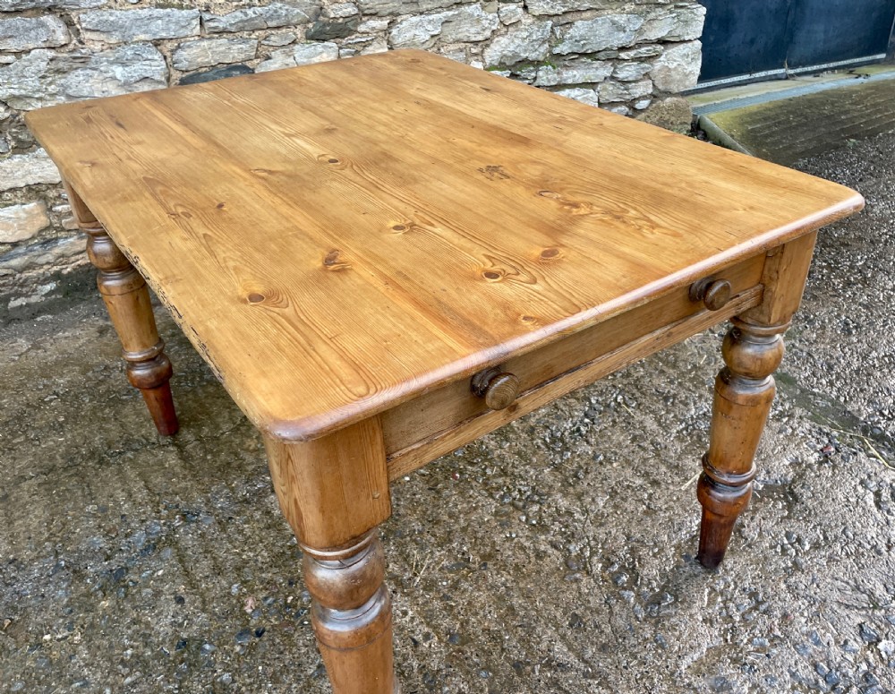 Antique Victorian Pine Farmhouse Table View XV