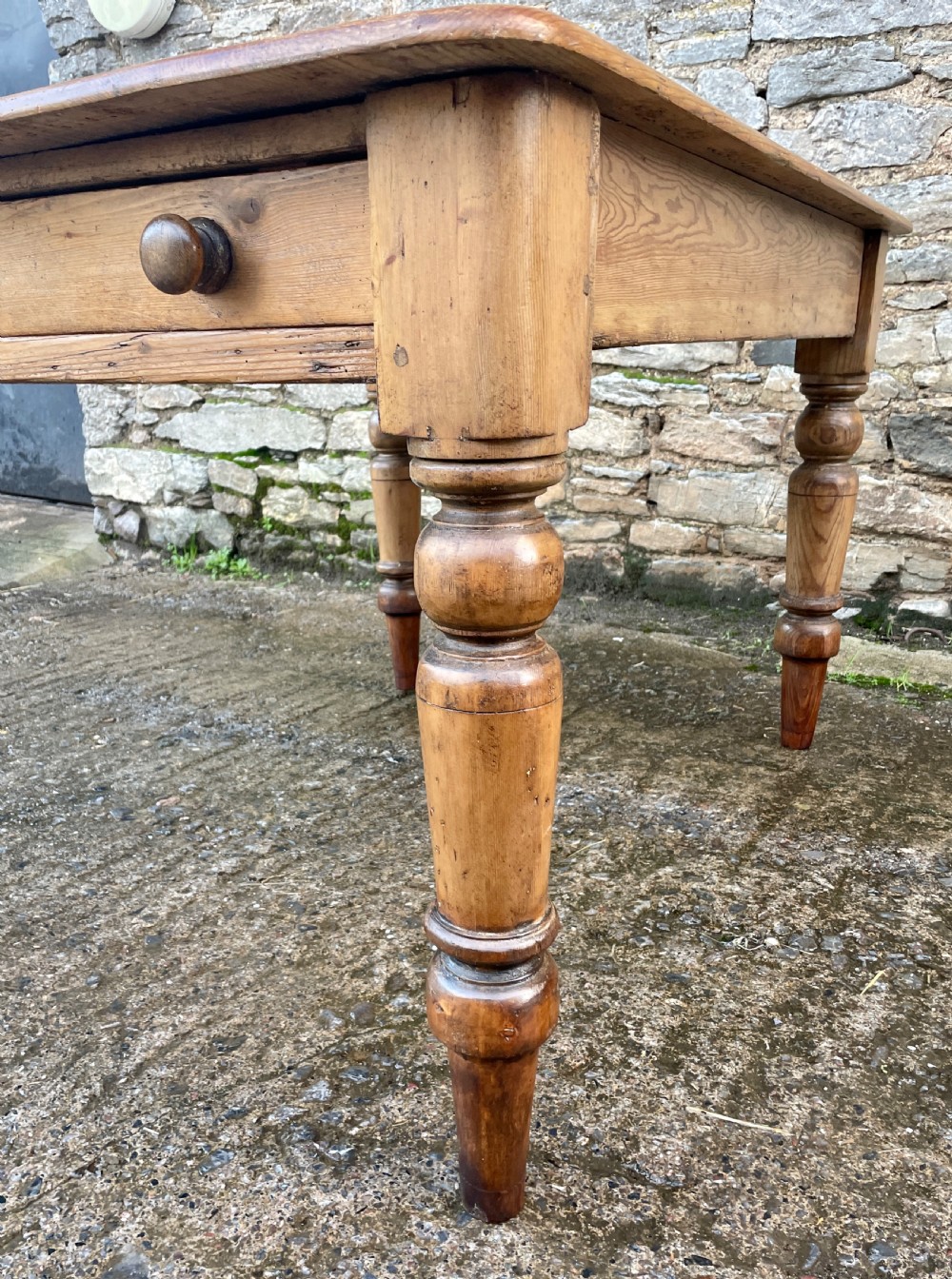 Antique Victorian Pine Farmhouse Table View XIX