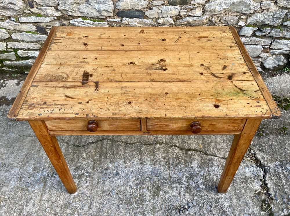 Antique Two Drawer Pine Table View III