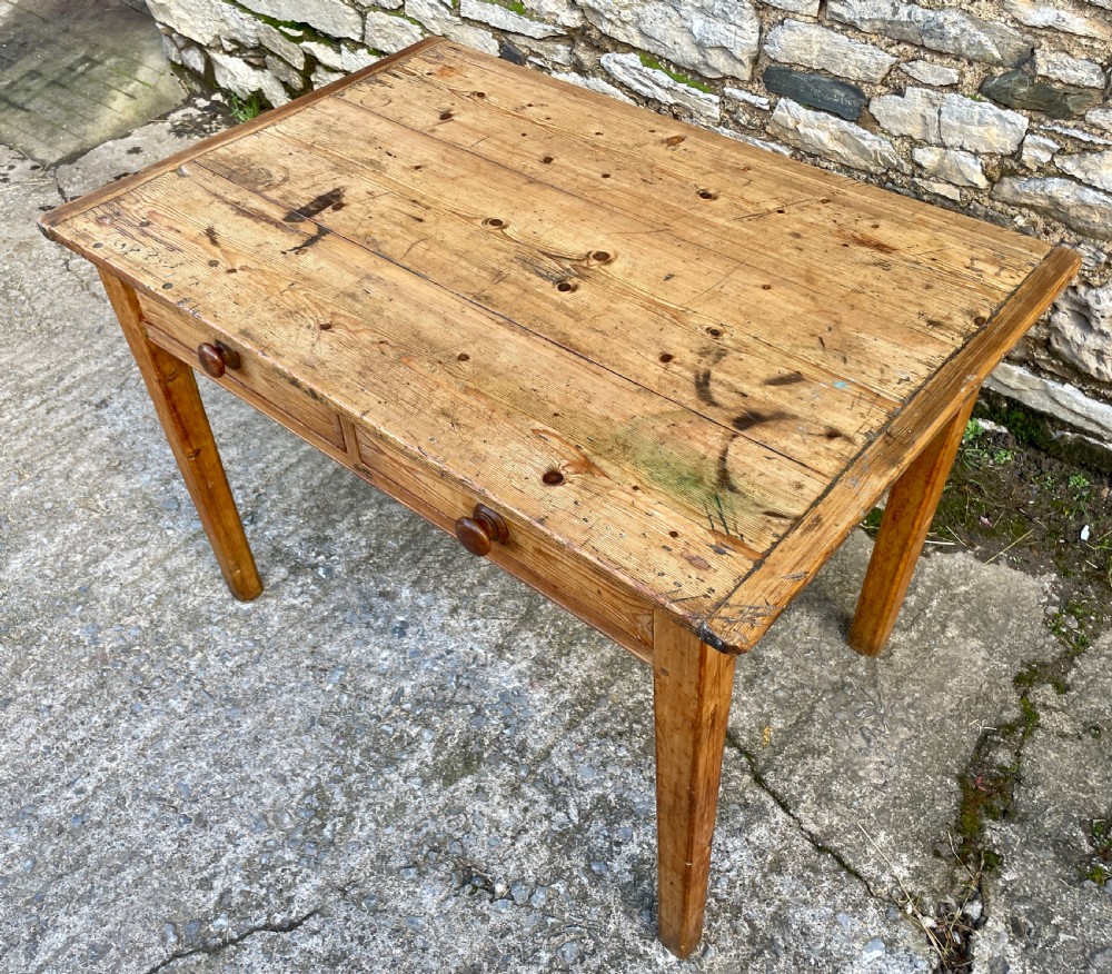 Antique Two Drawer Pine Table View IV