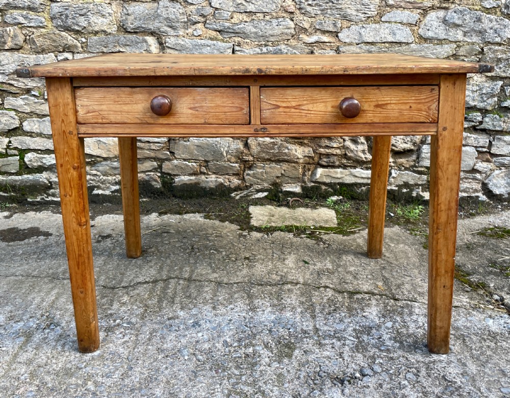 Antique Two Drawer Pine Table View V