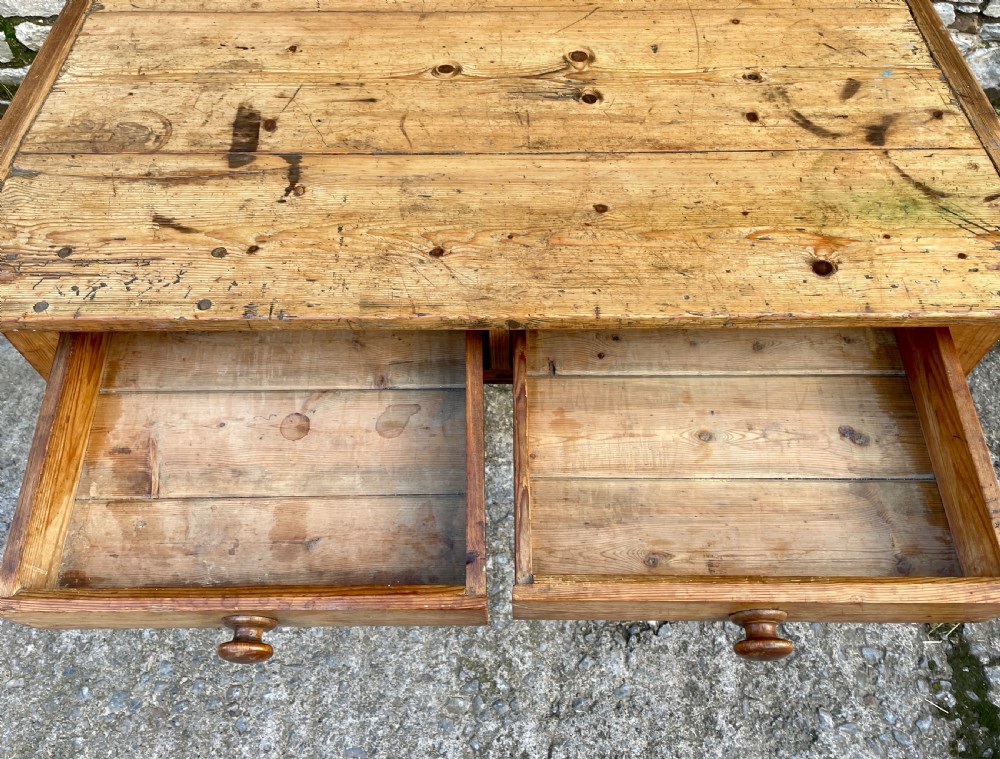 Antique Two Drawer Pine Table View VII