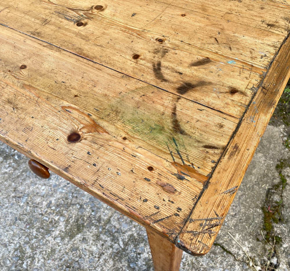 Antique Two Drawer Pine Table View IX