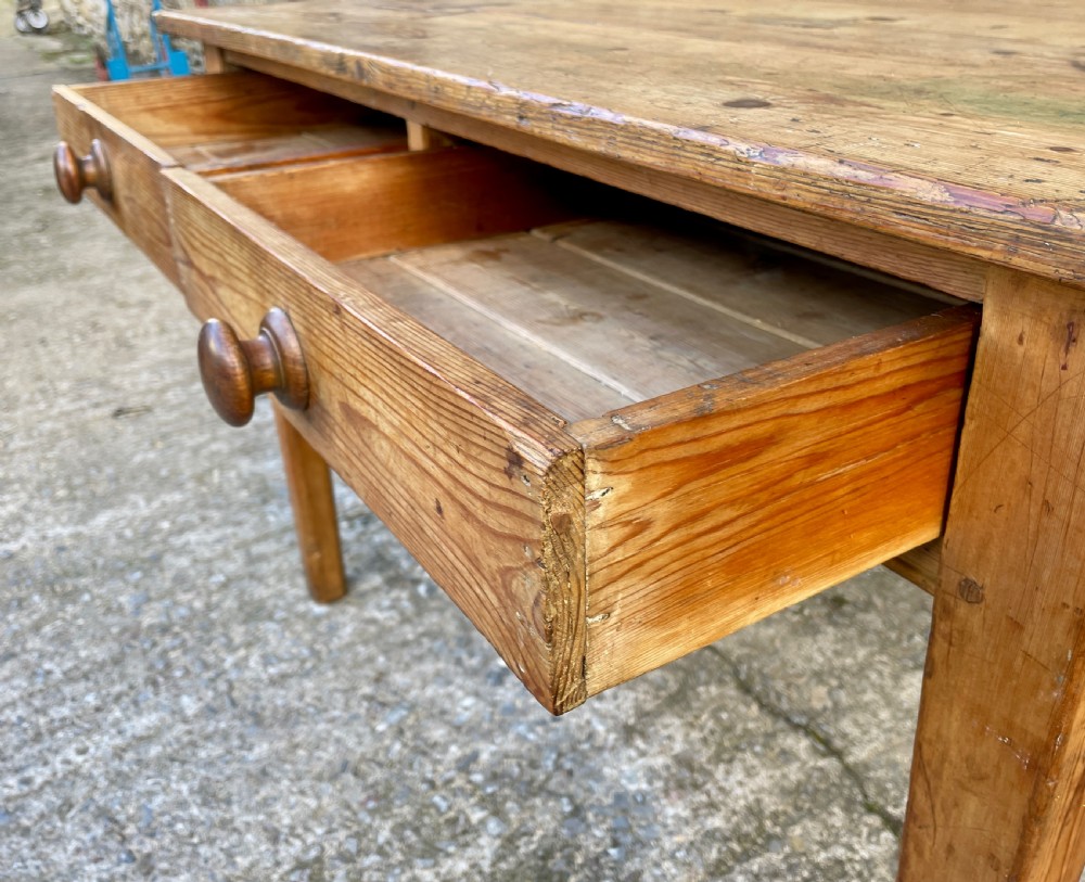 Antique Two Drawer Pine Table View XII